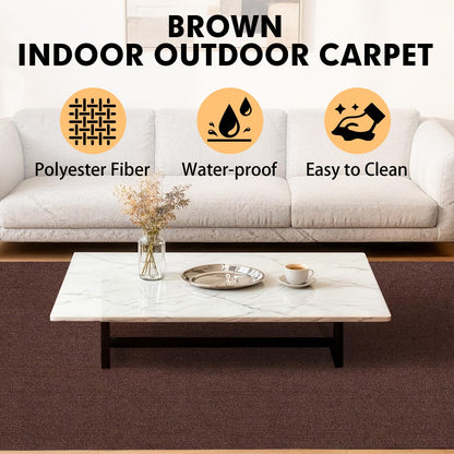 Grefinity Marine Carpet,5 FT x 10 FT Brown Indoor Outdoor Carpet 0.2" Thick Boat Carpet with Water-Proof TPE Backing, Non-Slide Outdoor Marine Carpet Roll for Home, Patio, Porch, Deck
