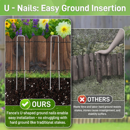 Mulctun Wood Garden Edging - 5.9" H X 47" L Sturdy Wooden Landscape Edging, Small Flower Bed Edging Borders, Decorative Wooden Garden Fence for Yard Flower Bed Lawns Pathway Tree (2 Packs)