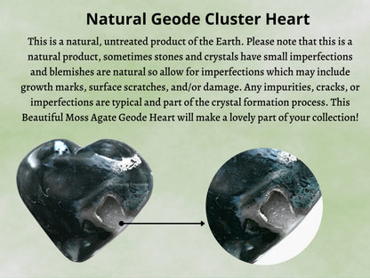 Moss Agate Crystal Heart Palm Stone - Pocket Massage Worry Stone for Natural Body Chakra Balancing, Reiki Healing and Crystal Grid
