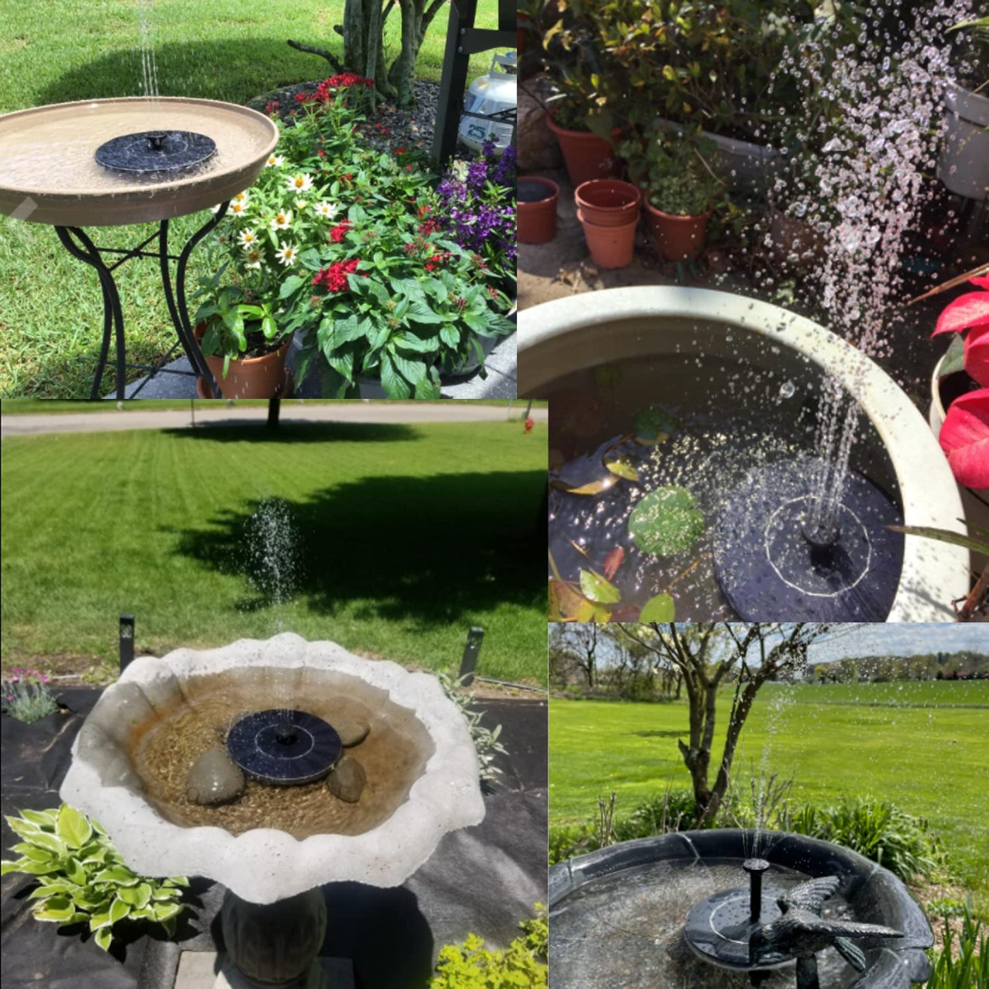 Solar Fountain, Solar Powered Bird Bath Fountain with 4 Nozzles 1.4W Solar Panel Kit Water Pump, Outdoor Watering Submersible Pump for Pond, Pool, Garden, Fish Tank