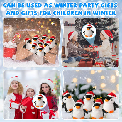 Motionchic 20 Pcs Mini Plush Penguin Winter Party Favors Cute Penguin Hanging Stuffed Animal Plush Party Favors for Bag Pendant (Christmas Hat,Black)