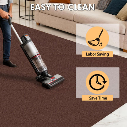 Grefinity Marine Carpet,5 FT x 10 FT Brown Indoor Outdoor Carpet 0.2" Thick Boat Carpet with Water-Proof TPE Backing, Non-Slide Outdoor Marine Carpet Roll for Home, Patio, Porch, Deck
