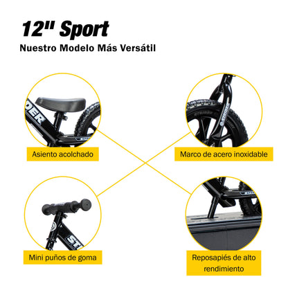 Strider Pro 2-in-1 Rocking Bike Black Pearl - Helps Teach Baby How to Ride a Balance Bicycle - for Kids 6 Months to 4 Years - Easy Assembly & Adjustments