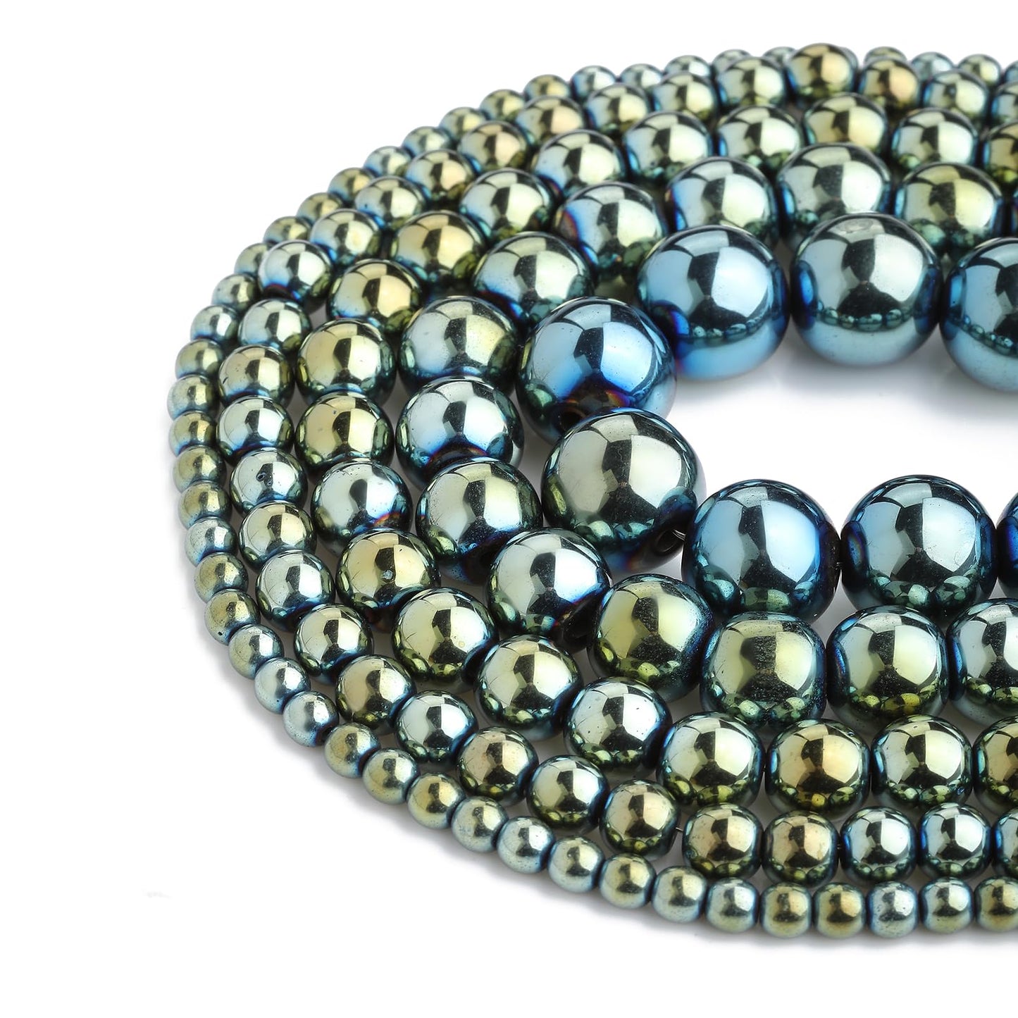 Zenkeeper 108Pcs Green Hematite Stones Beads Spacer Loose Beads Bulk with Holes Handcrafted for DIY Bracelets Jewelry Making Crafts Supplies