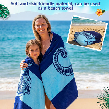 Hillsuren 2 Pcs Pool Lounge Chair Towel Cover with 3 Pockets, 85 x 30 Inch Beach Pool Chair Towels Microfiber Chaise Lounge Covers for Outdoor Summer Sunbathing Beach Garden Lounger(Haima Whale)