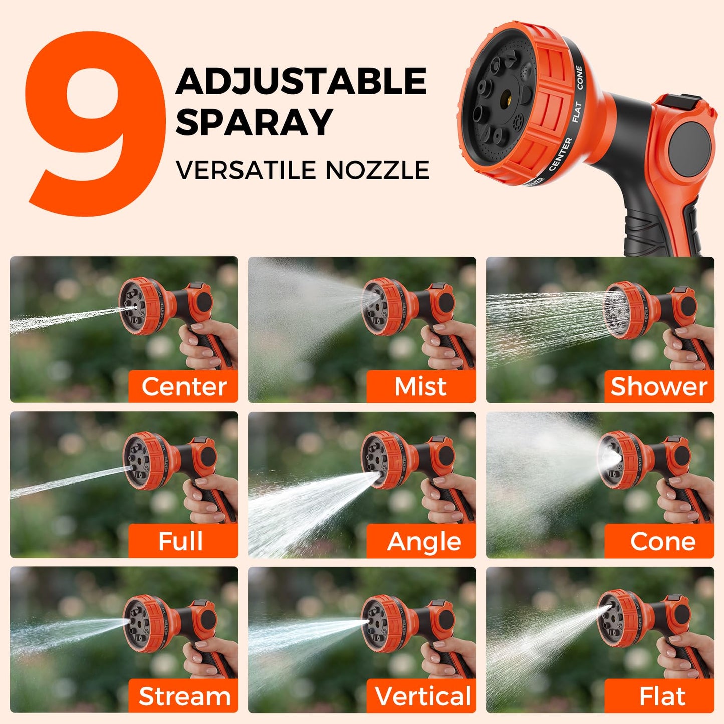 New Retractable Garden Hose Reel 1/2 inch x 85 ft 9 Pattern Nozzle Wall-Mounted Any Length Lock Automatic Slow Return 180° Swivel UV Resistant Heavy Duty Hose Reels for Outside