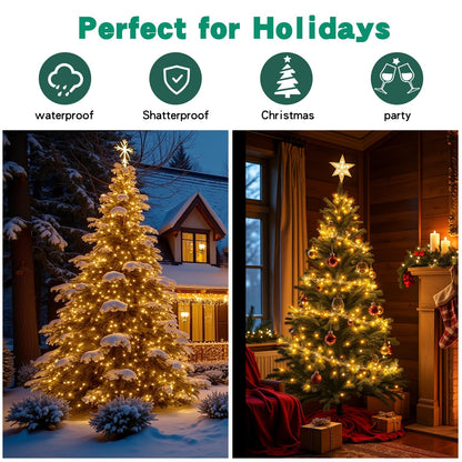SUPHONOR LED Christmas StringLights 20FT 100 Count, Mini Waterproof Christma String Lights, Warm White Mini LED Lights Plug in, Outdoor Christmas Lights for House, Tree Lights for Patio Garden Porch