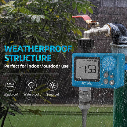 TiFFCOFiO Sprinkler Timer Outdoor, Digital Programmable for Garden Hose, Irrigrtion Timer with Rain Delay and Manual Mode (1 Pack)