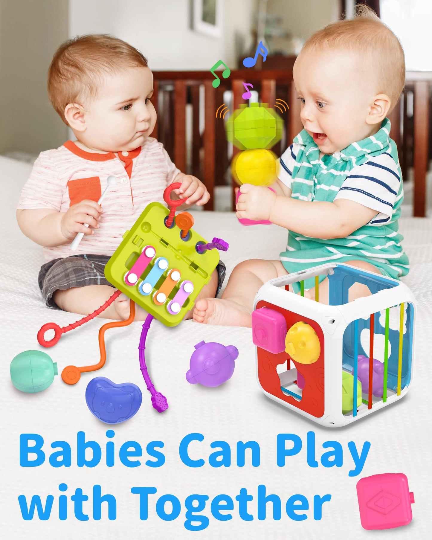 kecristv Montessori Toys for Toddler Girls Boys, Baby Sorter Learning Sensory Activity Cube, Toddler Girl Boy Easter Basket Stuffers Birthday Gifts, Baby Toys 18+ Months