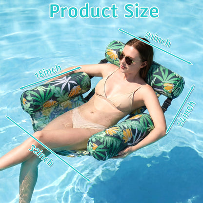 FindUWill Inflatable Pool Floats for Adult, 2 Pack Pool Float Chairs, Floating Lounge Chair for Adults, Heavy Duty Fabric Blow up Noodle Float for Summer Fun Pool Party Beach Lake