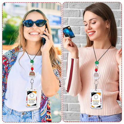 Christmas Lanyards for ID Badges - Cute Boho Beaded Breakaway Keychain Accessories, Teacher Lanyards with ID Badges Holder for Women Teacher Nurse Christmas Gifts