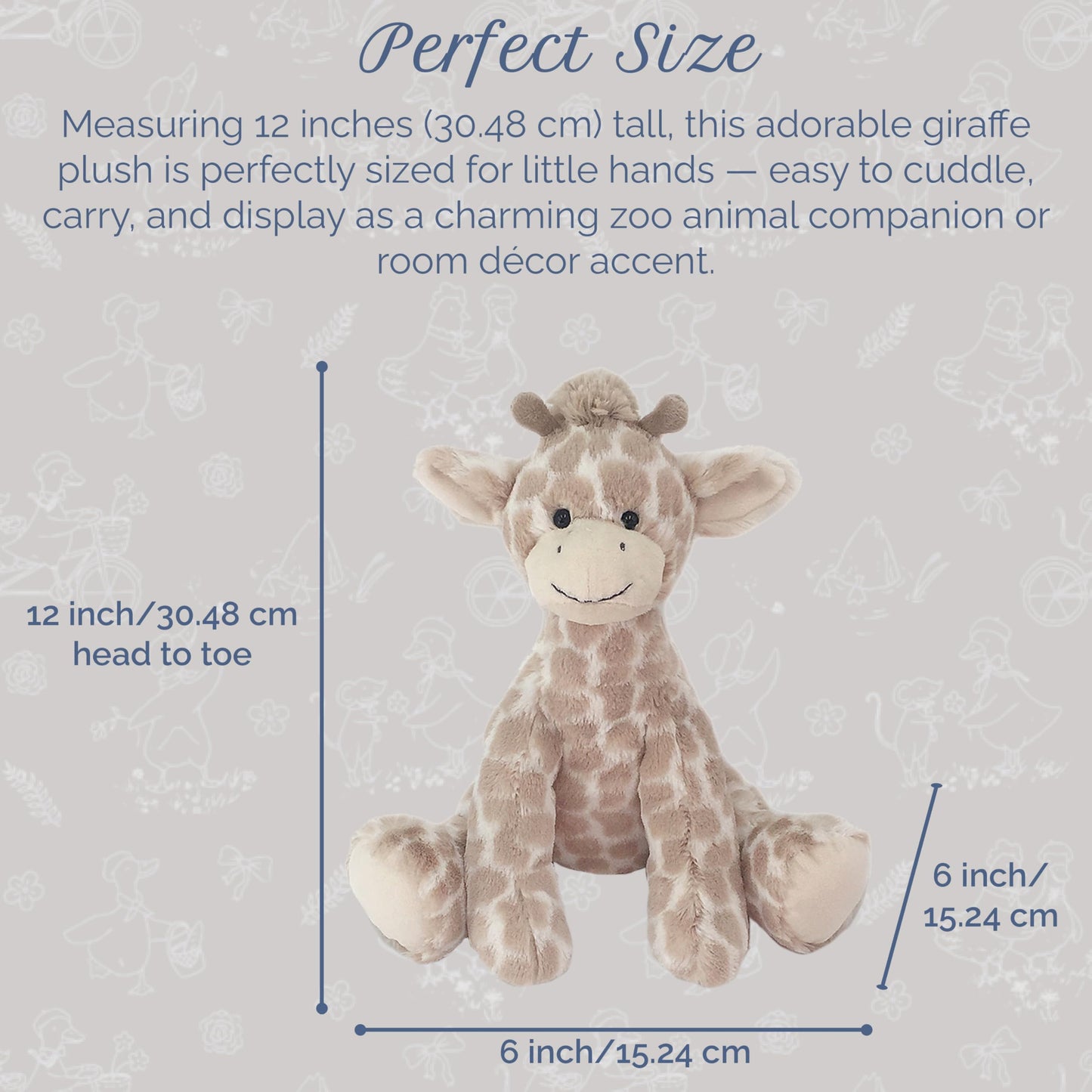 MON AMI Gentry The Giraffe Stuffed Animal – 12”, Soft Stuffed Toy Plushies for Babies/Toddlers, Gifts for Kids of All Ages, Zoo Animals