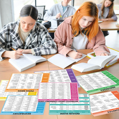 8Pcs Nurse Cheat Sheet Bundle Nurse Badge Reference Posters Pharmacology Cheat Sheets Nursing Notes for Nursing Students New Nurses Study Guide Supply Hospital Office Home Classroom Decor 11 x 8.5 In