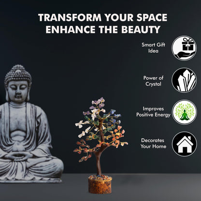 Wonder Care WC 7 Chakra Tree for Positive Energy Home Decorations and Healing Crystal Tree with M-Seal & Golden Wire | Money Tree | Crystal Decor | Multi Crystal | Feng Shui Decor (150 Beads)