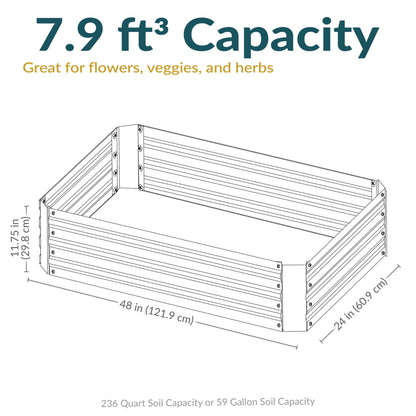 Sunnydaze Galvanized Raised Garden Bed Kit - 4x2x1 ft Outdoor Raised Garden Bed - Metal Planter Box for Vegetables, Flowers, Herbs - Brown - 4' x 2' Rectangle
