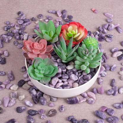 SigMntun Polished Lepidolite Crystal Chips 128 Pcs - 0.4" 10 oz Pretty Tumbled Stone Chips Mineral Rocks Crushed Sea Glass Stones Healing Reiki Crystal Making Home Decoration
