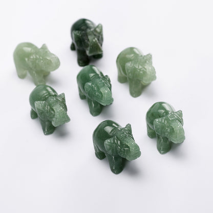 Green Aventurine Elephant 1.5 Inches Statue Crafts Natural Stone Carved Figurine Chakra Carving Stones Healing Reiki Free Pouch (Green Aventurine)