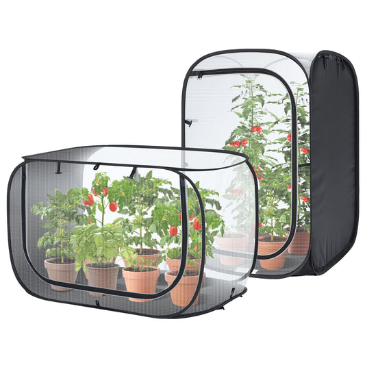 Ohuhu 36'' Garden Mesh Plant Cover, 2 Pack Pop Up Plant Protector Strawberry Cover Garden Net Cage Wind Protection for Plants Outdoor with Storage Bag 24 x 24 x 36 Inches