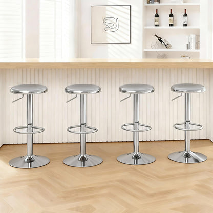 CAROLMADE Bar Stools Set of 2, Adjustable Metal Bar stools Swivel Counter Height Stool Backless Barstools for Kitchen Island Pub, Chrome