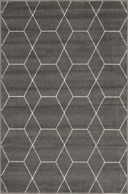 Unique Loom Trellis Frieze Collection Area Rug - Geometric (4" x 6", Dark Gray/ Ivory)