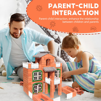 ROHSCE Brick and Mortar Construction Set, DIY Building Blocks for Kids Ages 6+, STEM Construction Kit, Versatile Creative Play, Great Birthday Gift