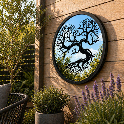 Sun Catcher Garden Decor Heart Shaped Garden Mirror Range of Sizes Round Framed Mirror Outside Rust Resistant Acrylic Fixings Included Gift (42cm / 16.5 inch)