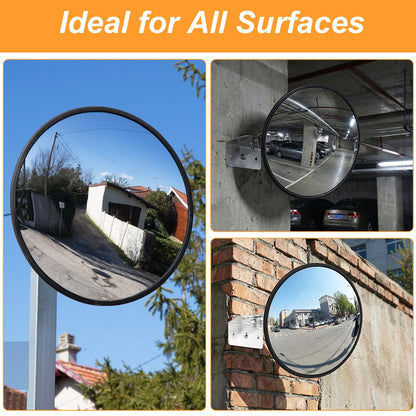 QFGasre 12 Inch Acrylic Convex Mirror, Adjustable Wide Angle Indoor Security Mirror Thick Acrylic Blind Spot Mirrors for Indoor and Outdoor Warehouse Offices