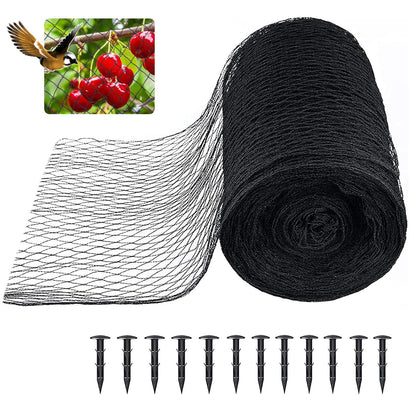 mychoiii Bird Netting for Garden 40 x 40 FT, Heavy Duty 3/8" Woven Mesh Garden Netting with 12 Stakes, HDPE Anti Bird Net for Fruit Trees Vegetables Blueberry Deer Poultry, Black