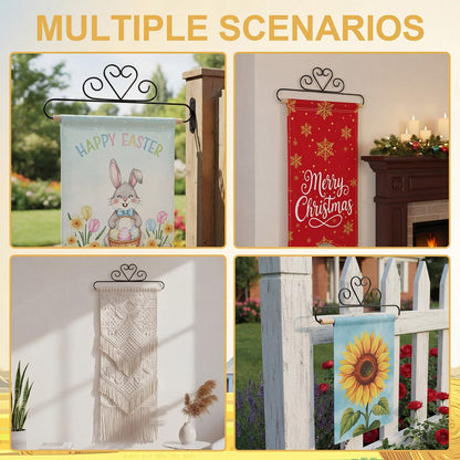 Shimeyao 2 Pcs Garden Flag Wall Hanger 12 Inch Garden Flag Holder Fabric Banner Hanger for Outdoor Decoration, Quilters Display for Storage Draping (Heart)