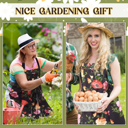 Maiteenly Gardening Apron with Release Pockets, Mother's Day Gifts for Women, Floral Apron for Harvesting Picking Weeding Laundry Work Artist Gardeners Gardening Lovers