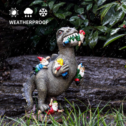 SOWSUN Garden Gnomes Statues Yard Decorations Outdoor Garden Decor, 14” Dinosaur Gnomes Garden Statues, Patio, Lawn Ornament, Gardening Gifts for Women for Housewarming