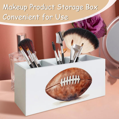 YTRGI American Football Pen Pencil Holder Organizer for Desk, Gifts for Football Fan Lovers Players Wooden Box Block Sign for Home Office Tabletop Decor