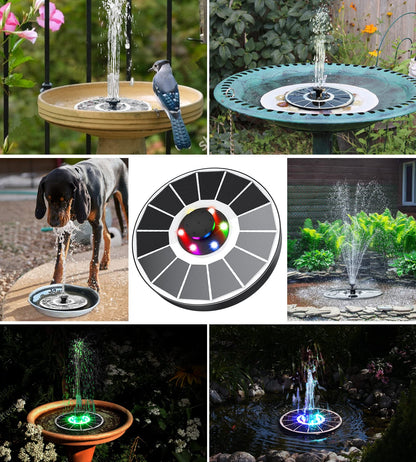 Yzert Solar Fountain Glass Panel with 2200 mah Battery, 3.5W Floating Solar Water Fountain with 4 Fixed Rods, Solar Pump for Bird Bath, Garden, Pond, Pool, Outdoor (White Panel Colorful Lights)