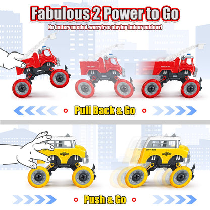 LUDILO Kids Boys Toys Age 4-6 5-7 6-8: 4 PCS DIY Assembly Building City Bus Ambulance Police Car Toy Fire Truck with Electric Drill, Stem Learning Toys Gifts for 3 4 5 6 7 8 Year Old Boys Girls Kids
