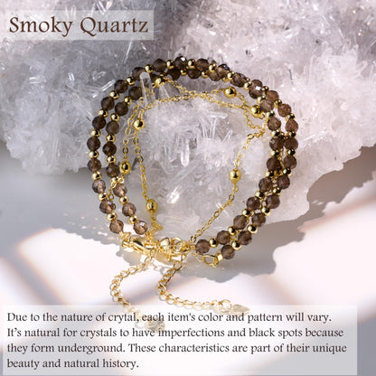 Farfume Smoky Quartz Crystal Bracelet Beaded Bracelets for Women 4mm Natural Stone Beads Gemstone Handmade Jewelry Valentine's Day Gifts