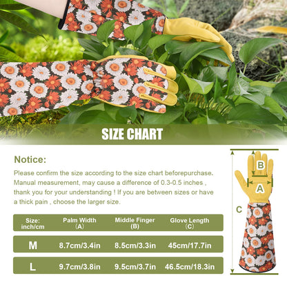 WOHEER Long Gardening Gloves for Women Thorn Proof,Rose Pruning Cowhide Leather Garden Glove for Cactus, Rose and Blackberry（Medium, Brownish）
