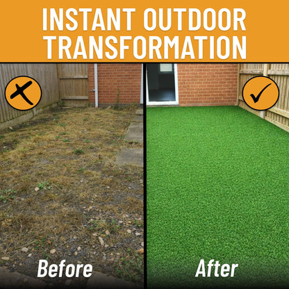 Ottomanson Artificial Grass Outdoor Rug for All-Weather Use, UV Fade Resistant Faux Turf with Drainage Holes, 7'10" x 9'10"