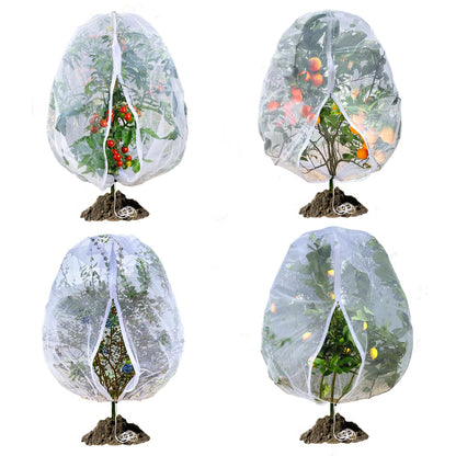 Fruit Tree Netting, RIFNY 3.9 X 3.3 FT Blueberry Bush Netting Cover with Zipper Drawstring, Outdoor Mosquito Net Garden Netting Cover Protector Plant from Birds Cicadas Animals Insect (4 PCS, White)