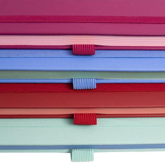 Soulbook - Notebook Hardcover Medium A5, 176 Dotted Pages Journal with Pen Loop, Red