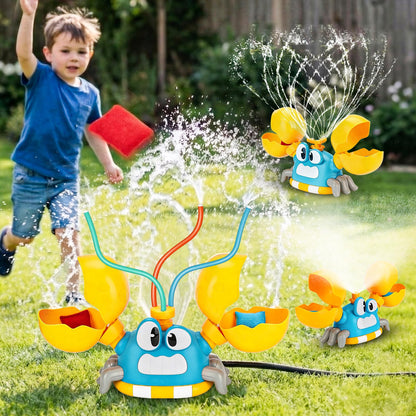 Water Sprinkler for Kids Toddlers, 4 in 1 Crab Sprinklers for Yard with 3 Spray Patterns & 4 Bean Bags for Toss Game, Kids Sprinklers for Outside Backyard, Summer Toys Water Fun for Kids 3 4 5 6 7 8