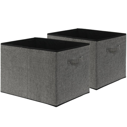Simple Houseware 15 x 13 Inch Collapsible Fabric Storage Bin with Handles, 2 Pack, Dark Gray