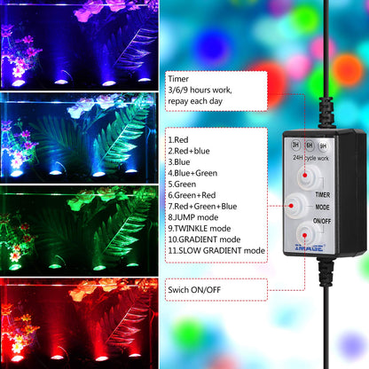 Pond Lights Remote Control Submersible LED Lights [Set of 4] IP68 Underwater Lights Aquarium Spotlight 48LED with Timer Landscape Lamp for Swimming Pool Fish Tank Fountain Pond Decoration