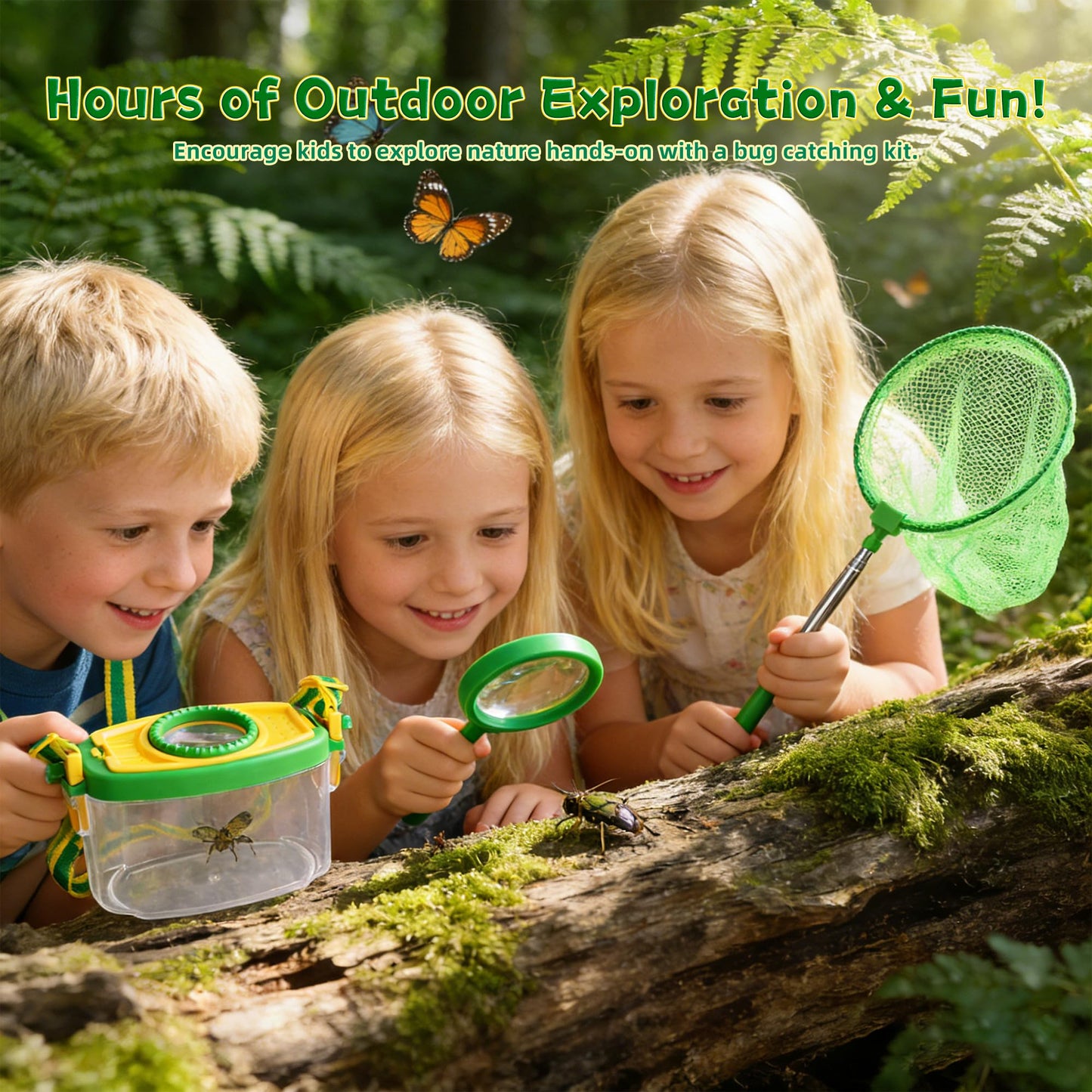 Duckura Kids Gardening Tools Bug Catcher Kit, Outdoor Toys with Wheelbarrow Set and Shovel, Rake, Bug Catcher Kit, Summer Yard Digging Weed Birthday Gifts Toys, Easter for Boys Girls Age 2 3+