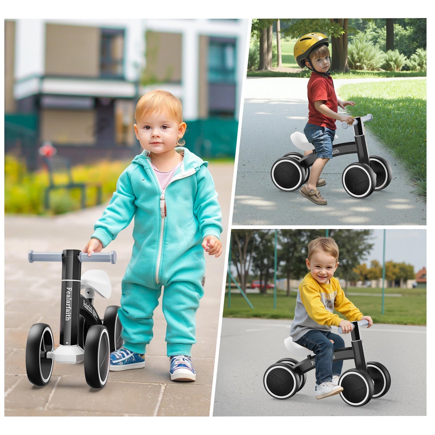 Baby Balance Bike for 1 Year Old Boys Girls, Toddler First Bike with 4 Colorful Lighting Wheels | 10-36 Month Toddler Balance Bike | First Birthday Gifts (Black)