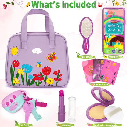 Officygnet Toddlers Toys for Girls 1-3 Years Old, Toddler Purse Girl Toys with Pretend Makeup Kit, Pretend Princess Play Purse Toy for Little Girl, Christmas Birthday Gifts for Girls Age 3, Purple