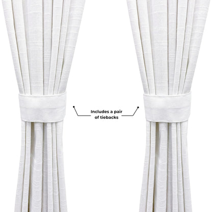 Ramanta Home 100% Cotton Light Filtering Curtains 50x72 Inch - Set of 2, White Curtain for Living Room, Bedroom, Farmhouse Cotton Textured Slub Fabric Semi Sheer Back Tab Window Linen Panels - White