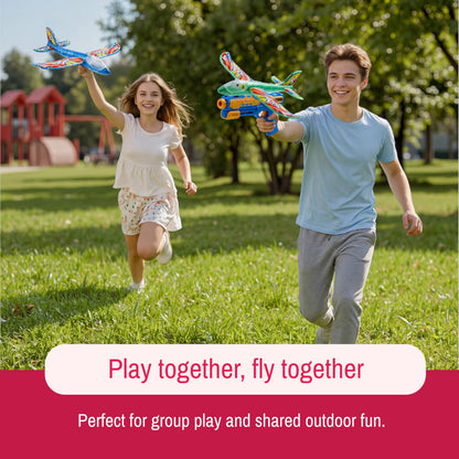 JOYIN LED Foam Glider Airplane Launcher Set, 3 Light-Up Flying Planes with 1 Handheld Launcher, Long Distance Outdoor Flying Game for Teens & Adults (14+)