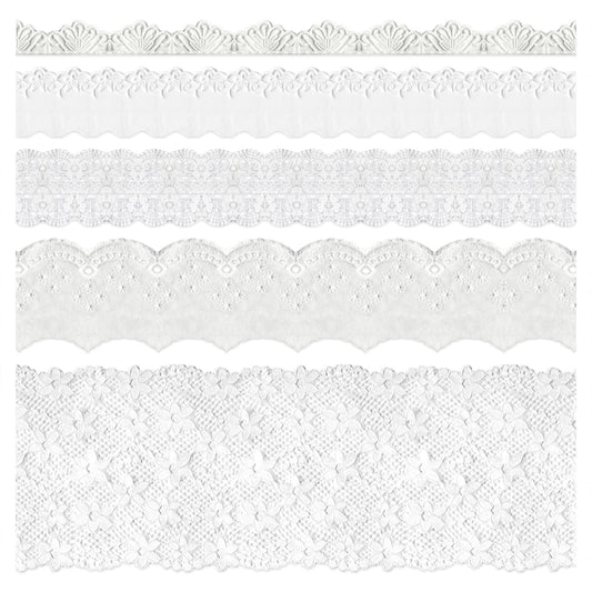 5 Packs Embroidery Lace Trim Premium White Sewing Lace Ribbon Scalloped Cotton Lace Decorative Crochet Trimming 2 Yards x 5 Designs for DIY Sewing Crafting Wrapping Wedding Scrapbooking (Baby)