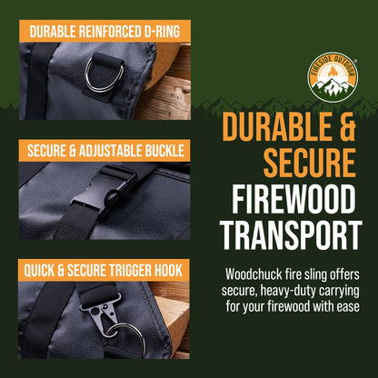 Fireside Outdoor Woodchuck Vinyl Firewood Sling - Firewood Carrier, Log Carrier for Firewood, Fire Wood Carrier Tote, Wood Carrier for Firewood Bag, Wood Carrying Bag, Firewood Carry Bag, Log Tote
