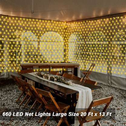 ZAIYW 660 LED Net Lights Outdoor Mesh Lights, 20Ft x 13Ft Large Christmas Net Lights Plug in with Remote Control Timer for Bushes Xmas Shrubs Wall Wedding Tree Decor (Warm White)
